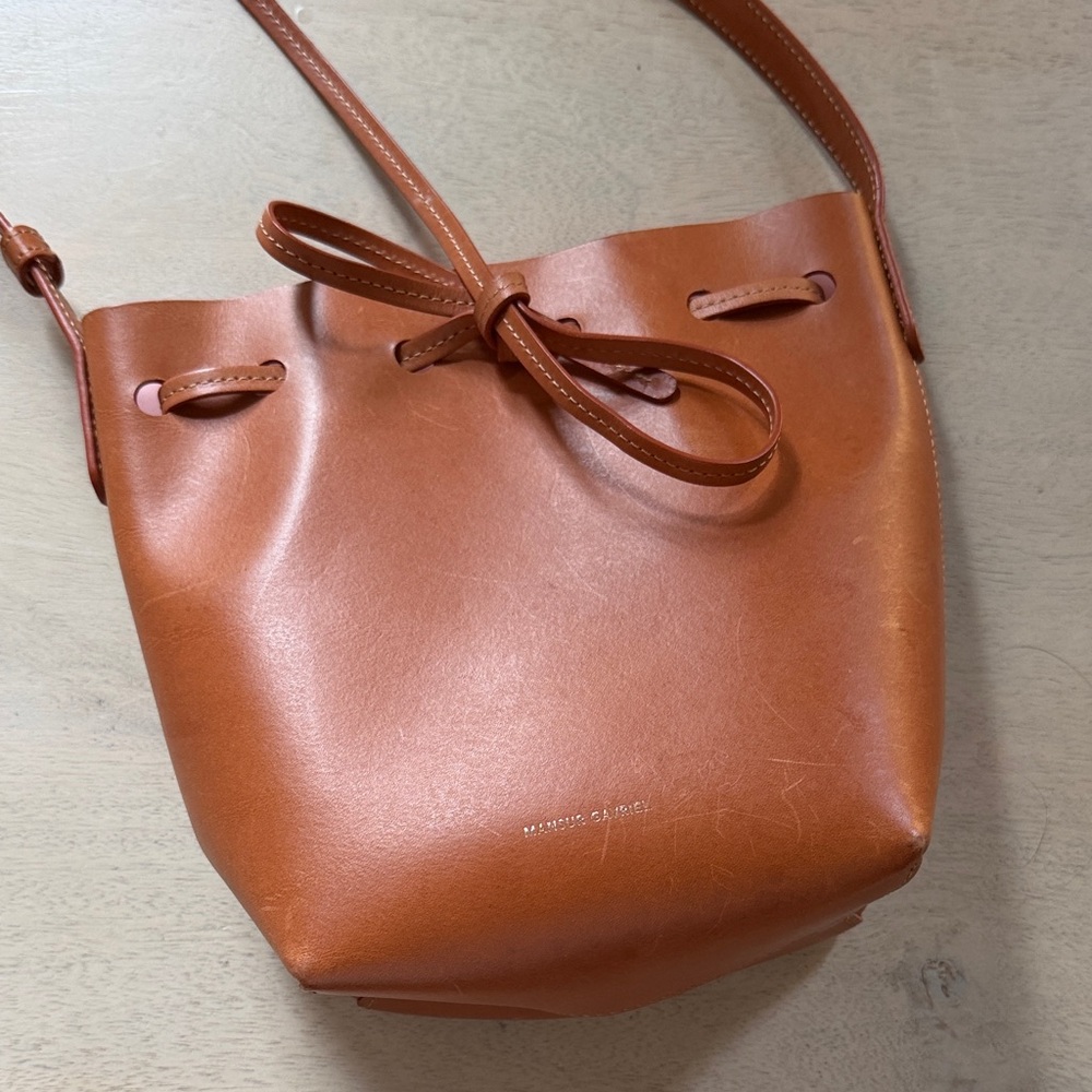 MANSUR Gavriel Tan/Caramel Mini Mini Leather Bucket Bag